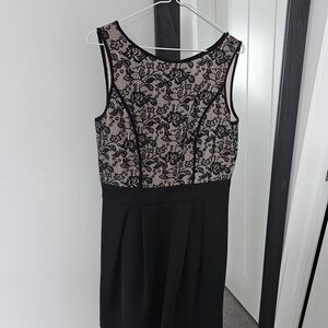 mark. Black and Cream Lace Midi Dress